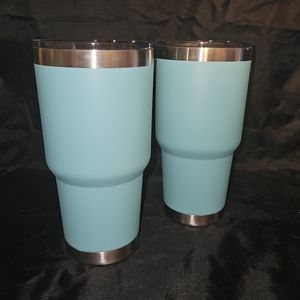 Teal Baby Blue Insulated No Sweat Double-Wall 30oz Tumbler With Lids